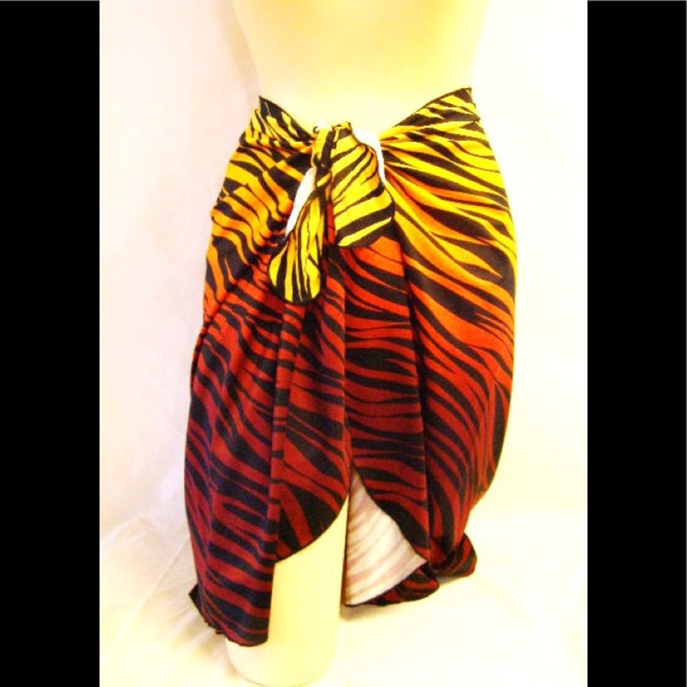 NWT swimsuit sarong pareo cover-up RM22033 yellow orange black